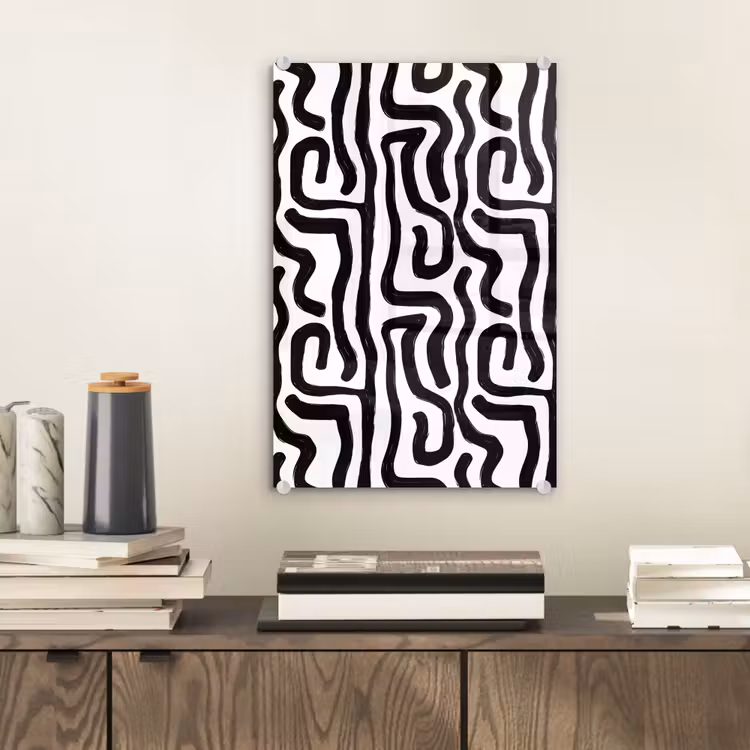 Glas schilderij - Modern - Lijnen - Zwart — 2