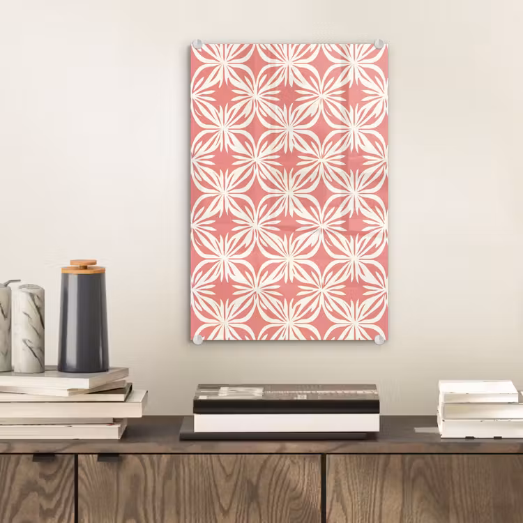 Glas schilderij - Roze - Bloemenmotief - Wit - Modern — 2