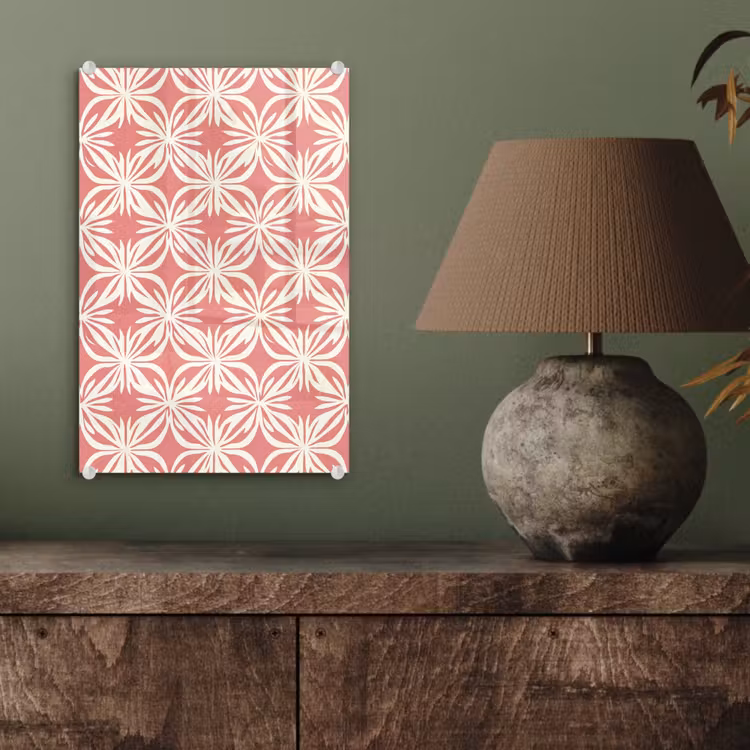 Glas schilderij - Roze - Bloemenmotief - Wit - Modern — 4