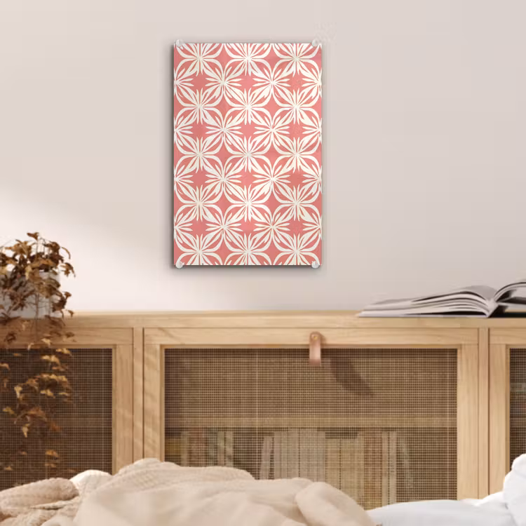 Glas schilderij - Roze - Bloemenmotief - Wit - Modern — 5