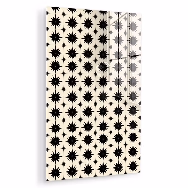 Glas schilderij - Stervormen - Geometrisch - Zwart — 1