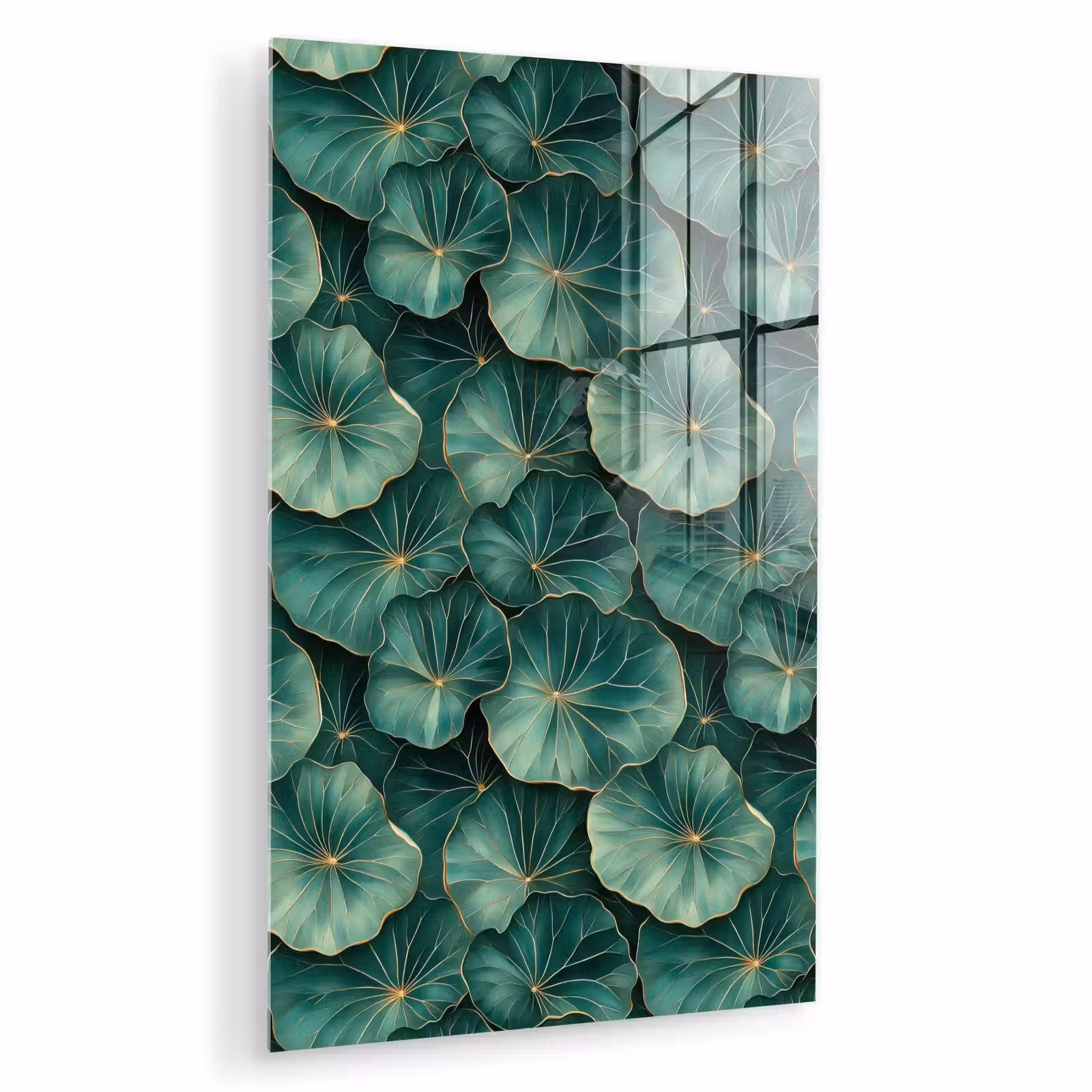 Glas schilderij - Patroon - Bladeren - Groen — 1