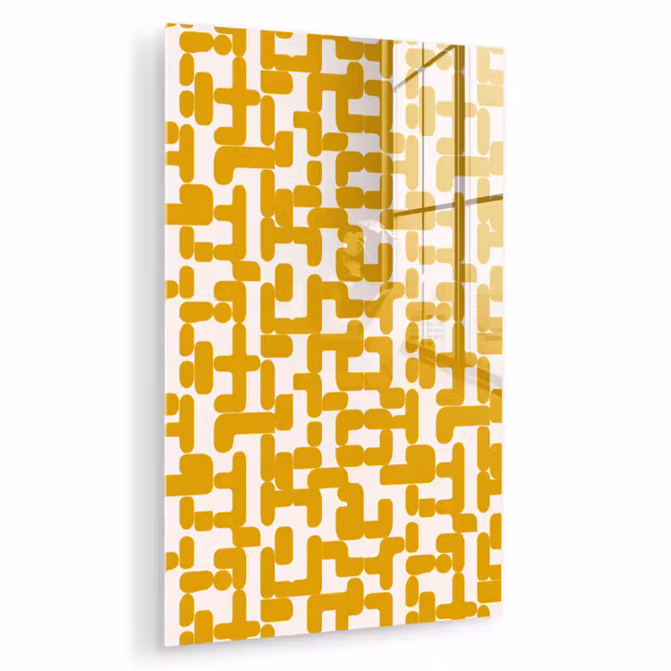 Glas schilderij - Geel - Beige - Patroon — 1