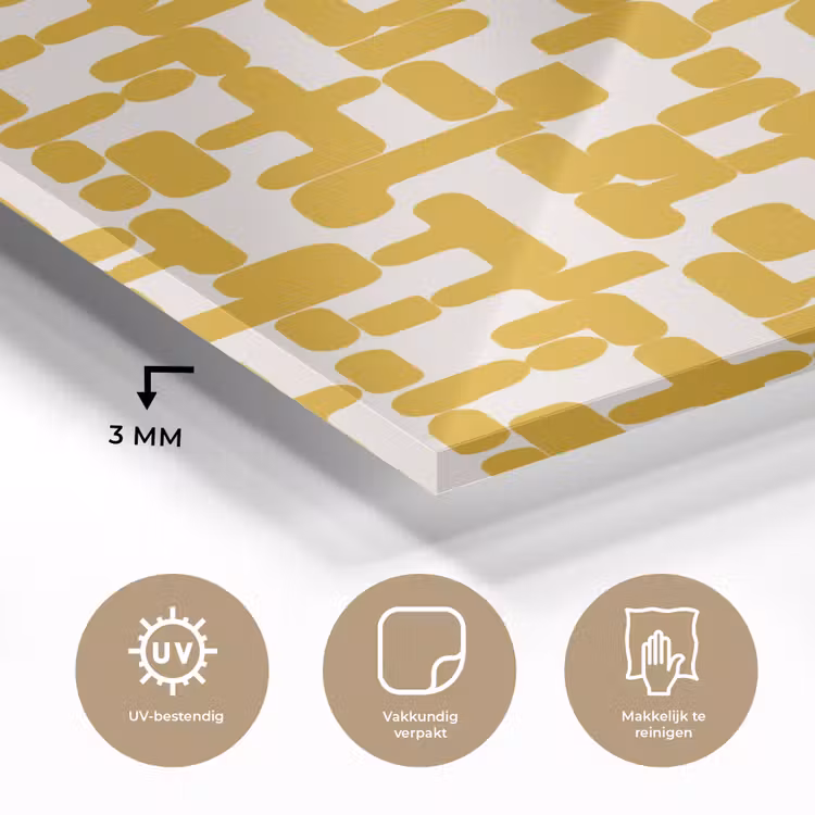 Glas schilderij - Geel - Beige - Patroon — 3
