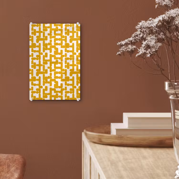 Glas schilderij - Geel - Beige - Patroon — 6