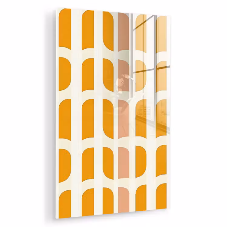 Glas schilderij - Geometrisch - Patroon - Geel - Roze — 1