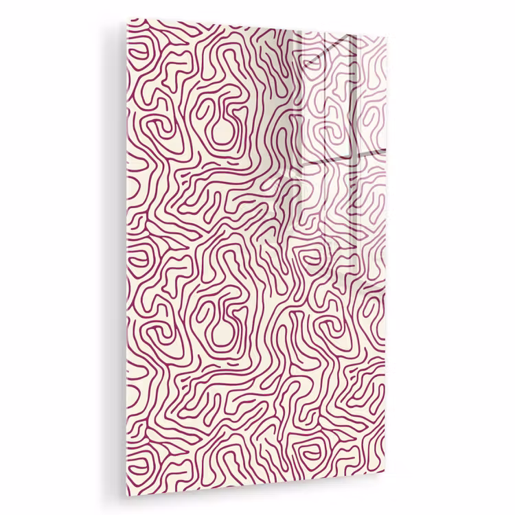 Glas schilderij - Kronkelende lijn - Magenta - Crème — 1