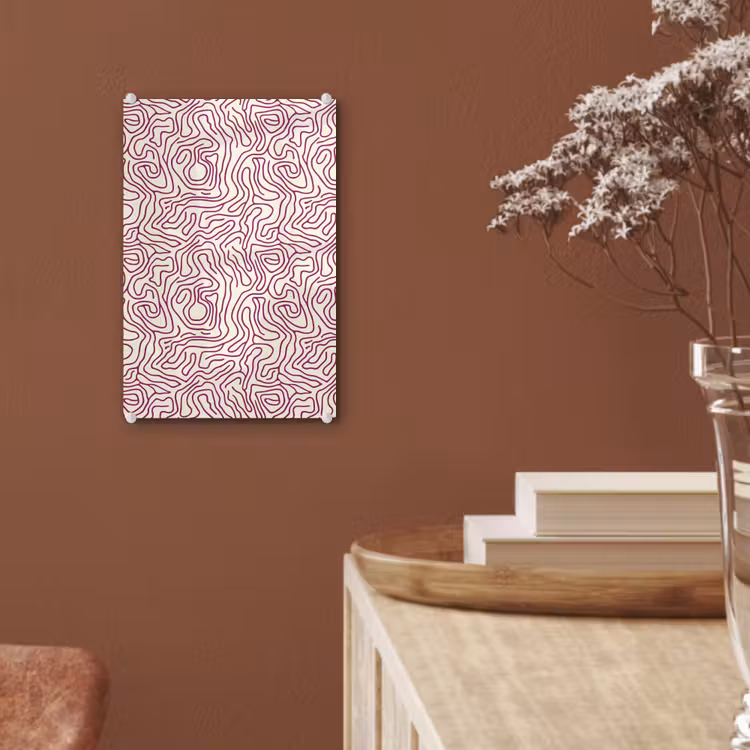 Glas schilderij - Kronkelende lijn - Magenta - Crème — 6