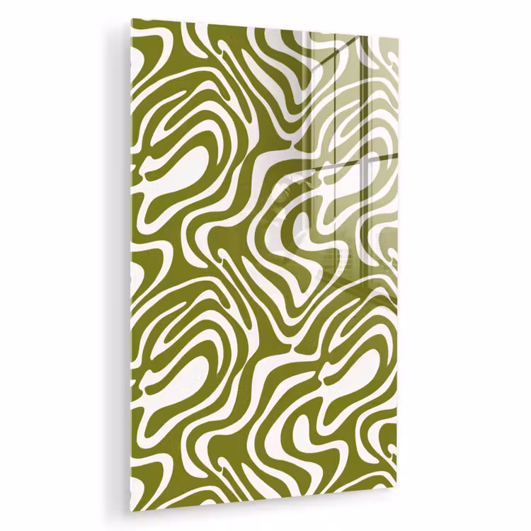 Glas schilderij - Lijnpatroon - Groen - Organisch — 1