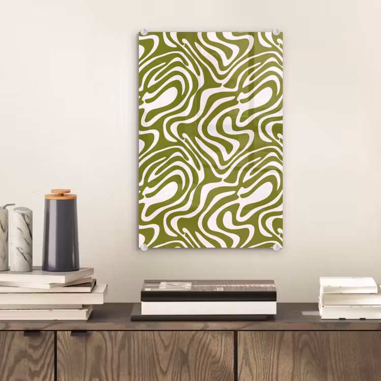 Glas schilderij - Lijnpatroon - Groen - Organisch — 2