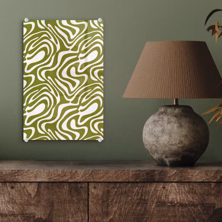 Glas schilderij - Lijnpatroon - Groen - Organisch — 4