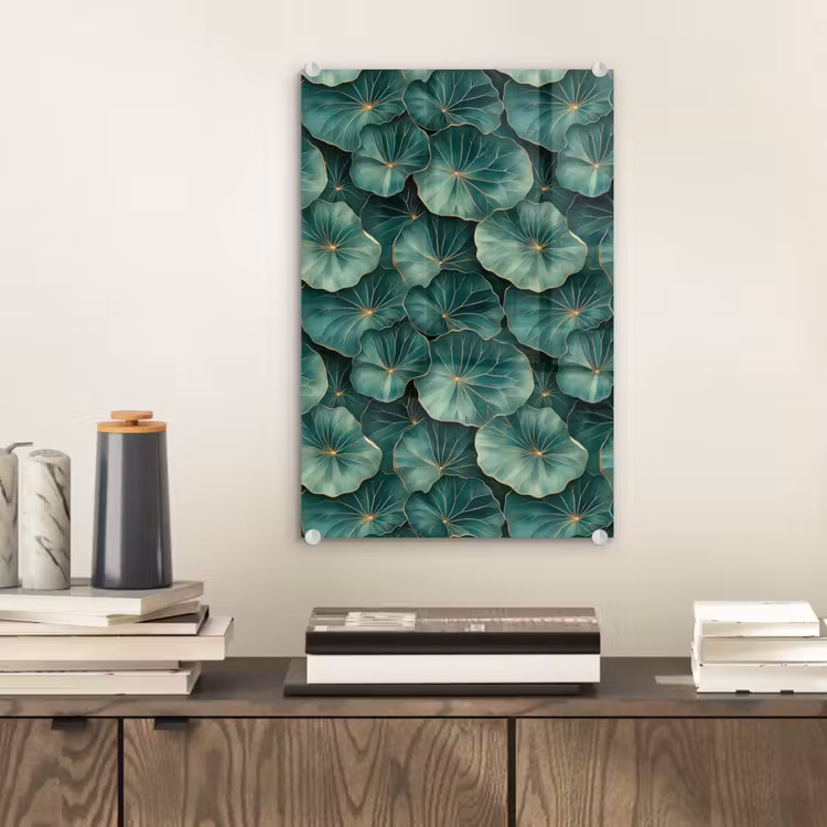Glas schilderij - Patroon - Bladeren - Groen — 2