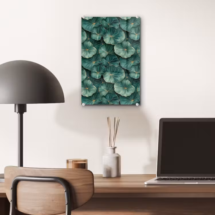 Glas schilderij - Patroon - Bladeren - Groen — 7