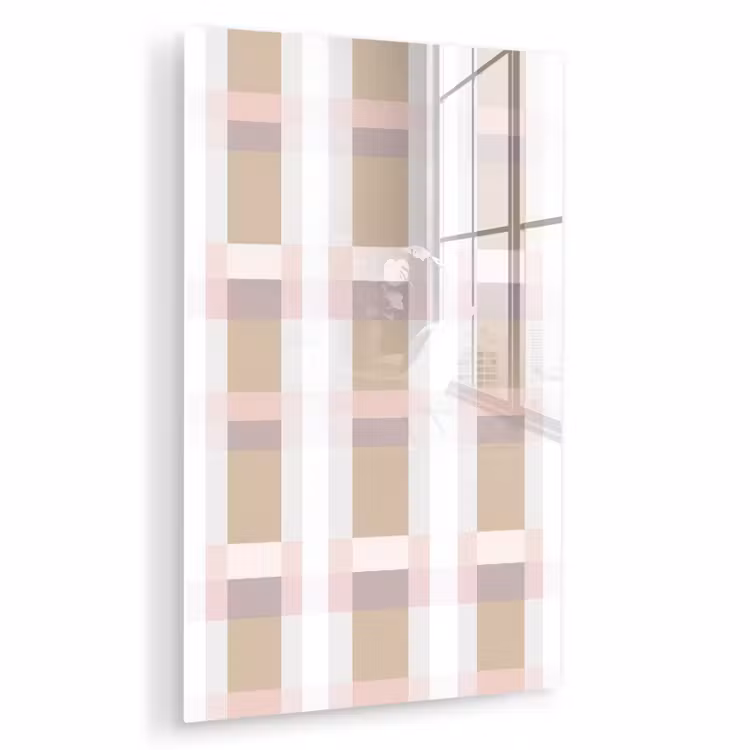 Glas schilderij - Ruitpatroon - Aardetinten - Minimalistisch — 1