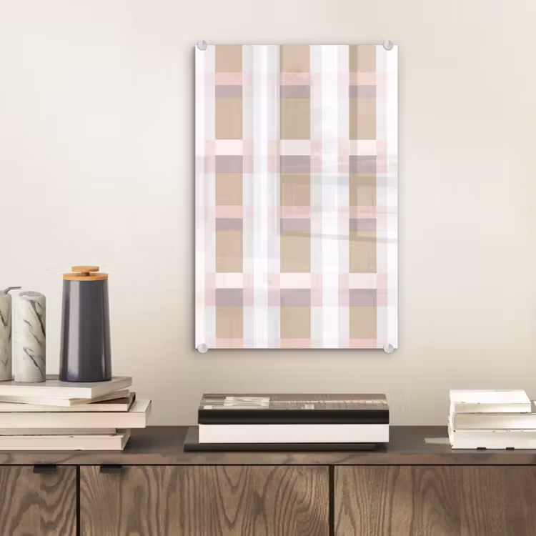 Glas schilderij - Ruitpatroon - Aardetinten - Minimalistisch — 2