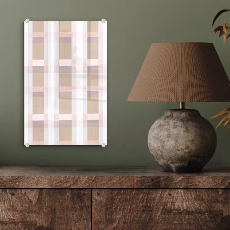 Glas schilderij - Ruitpatroon - Aardetinten - Minimalistisch — 4