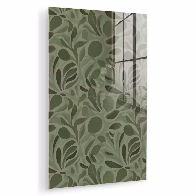 Glas schilderij - Sereen - Bladeren - Groen — 1