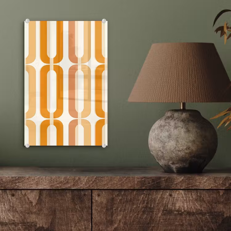 Glas schilderij - U-vorm - Retro - Oranje — 4