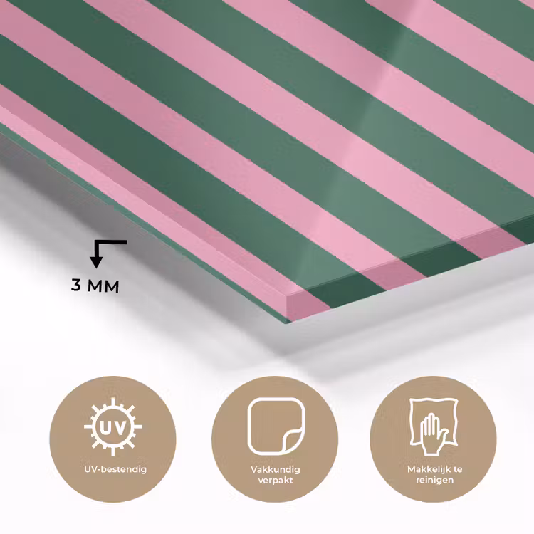 Glas schilderij - Verticale strepen - Groen - Roze — 3