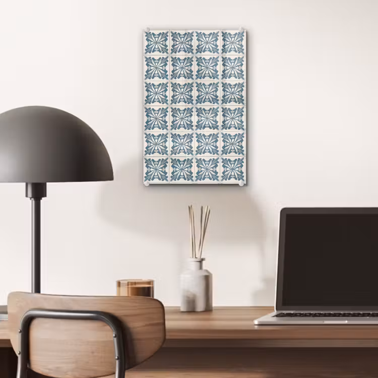 Glas schilderij - Dessin - Tegel - Blauw — 7
