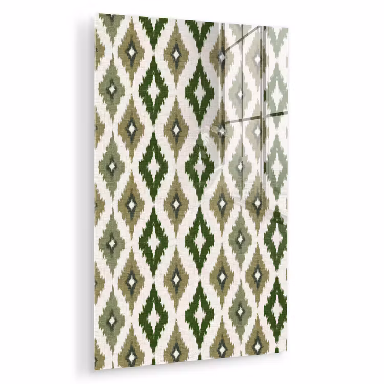 Glas schilderij - Geografisch - Ruitmotief - Groen — 1