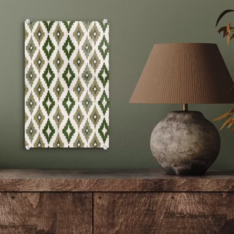 Glas schilderij - Geografisch - Ruitmotief - Groen — 4