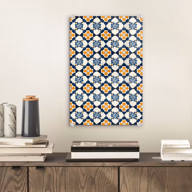 Glas schilderij - Klassiek - Geometrisch - Blauw — 2