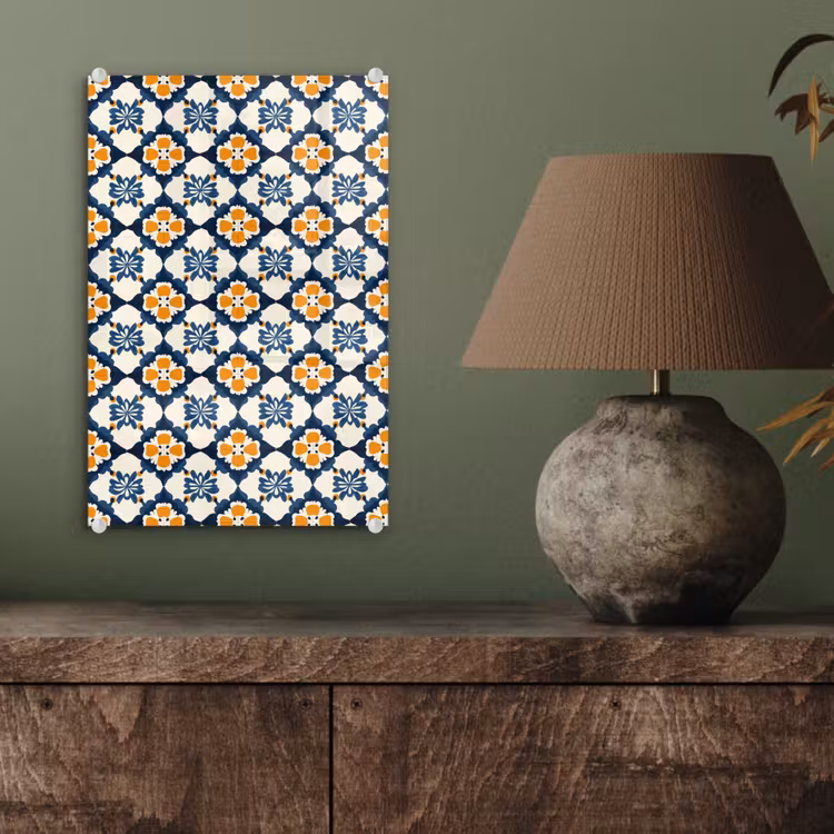 Glas schilderij - Klassiek - Geometrisch - Blauw — 4