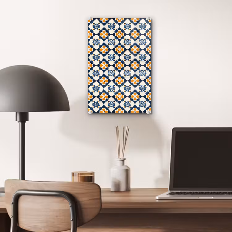 Glas schilderij - Klassiek - Geometrisch - Blauw — 7