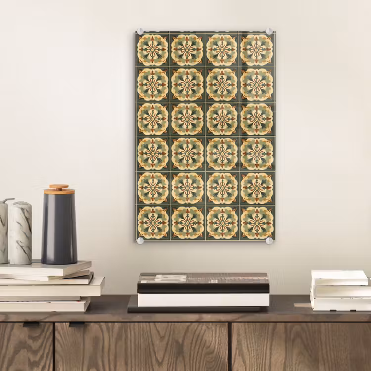 Glas schilderij - Ornament - Patroon - Groen — 2
