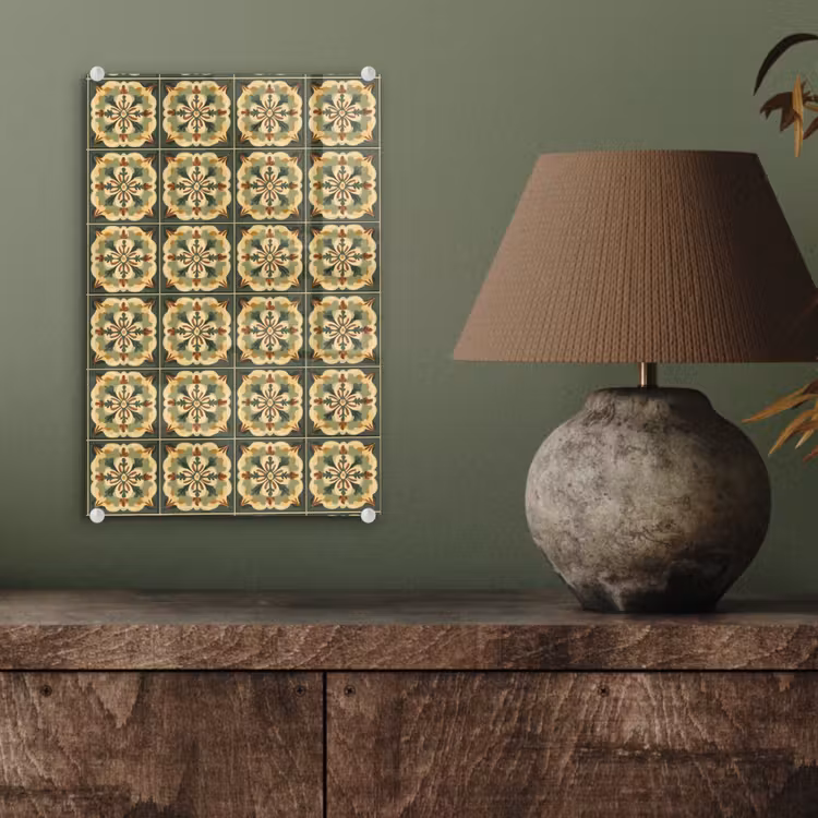 Glas schilderij - Ornament - Patroon - Groen — 4