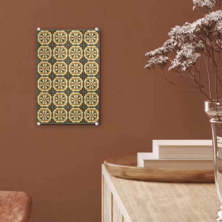 Glas schilderij - Ornament - Patroon - Groen — 6