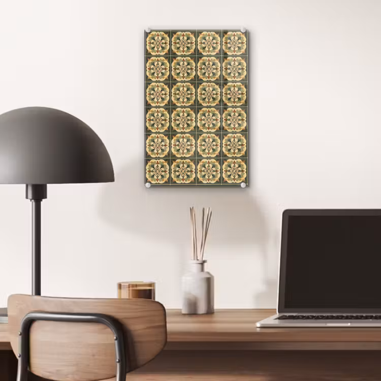 Glas schilderij - Ornament - Patroon - Groen — 7