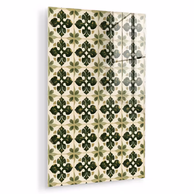 Glas schilderij - Patroon - Tegel - Groen — 1