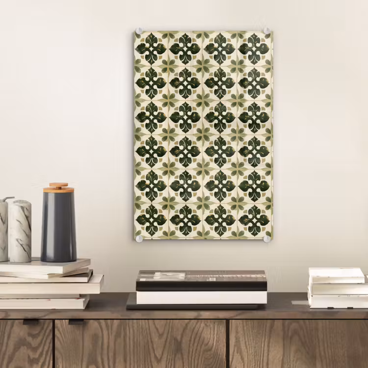Glas schilderij - Patroon - Tegel - Groen — 2