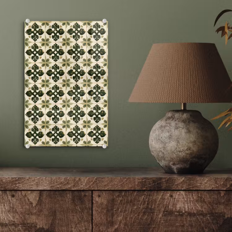 Glas schilderij - Patroon - Tegel - Groen — 4