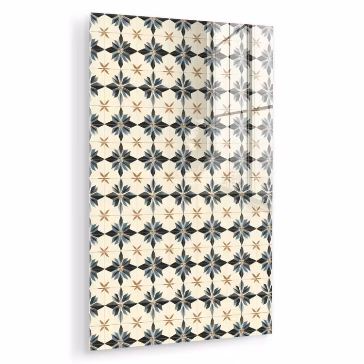 Glas schilderij - Sierlijk - Ornament - Blauw — 1