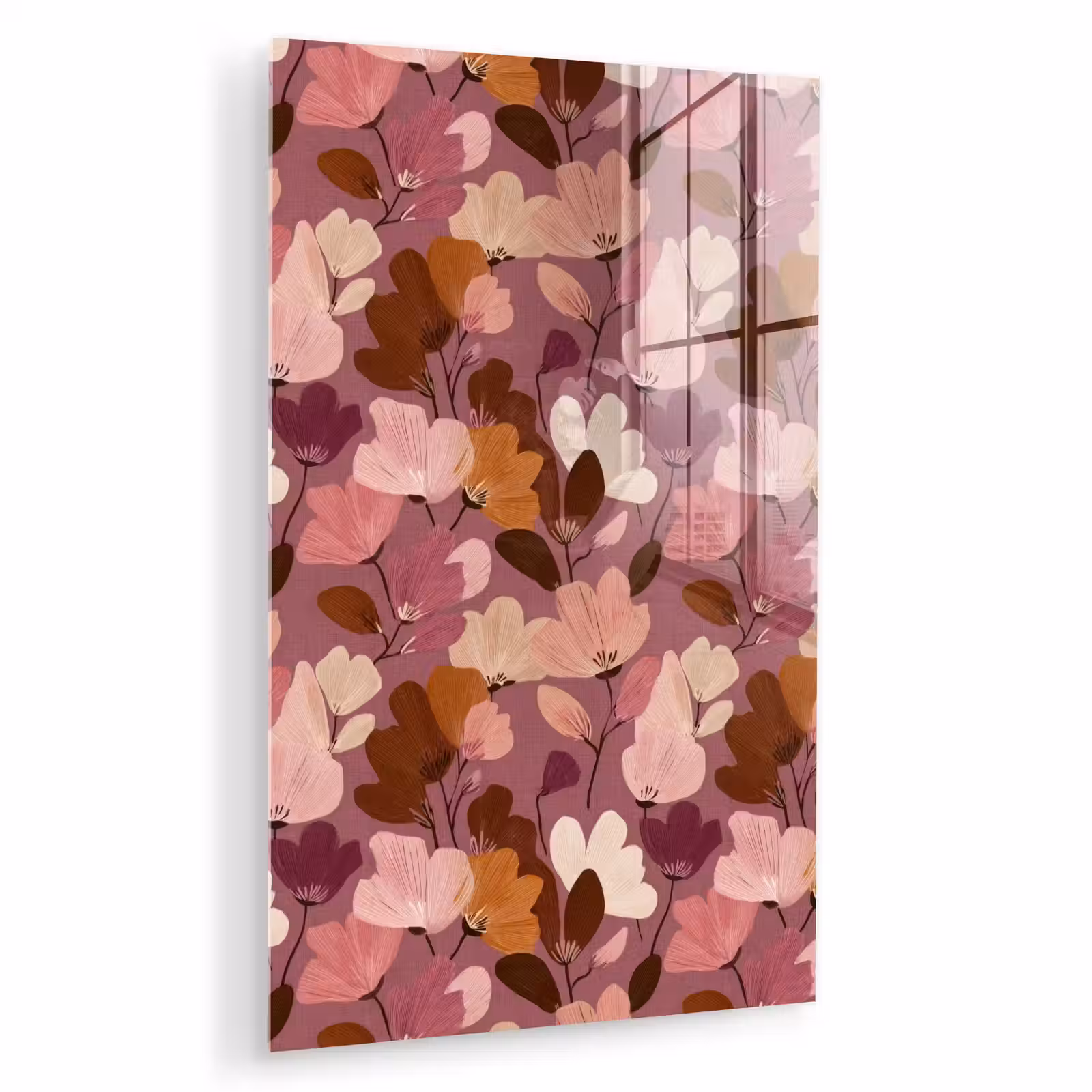 Glas schilderij - Bloem - Patroon - Roze — 1