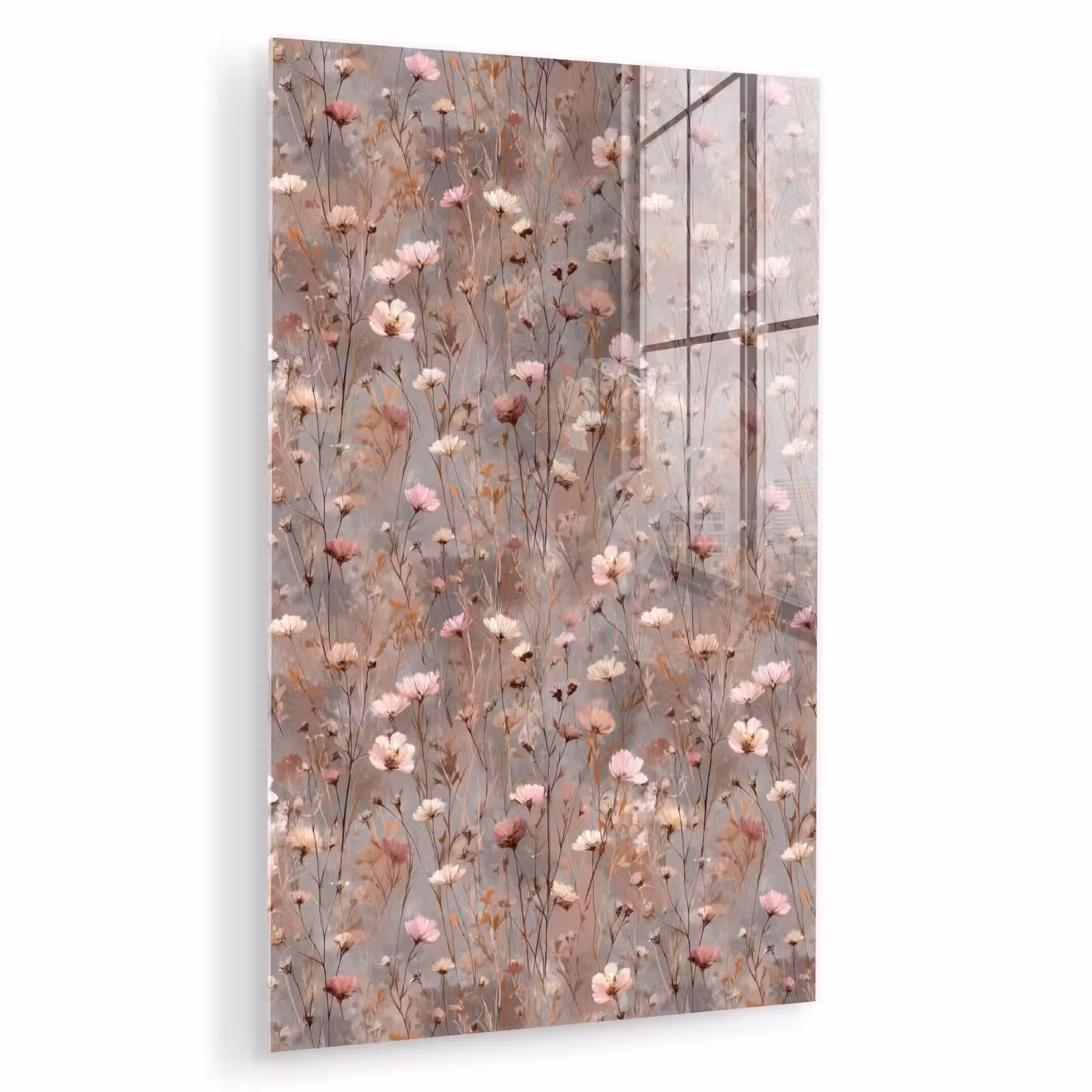 Glas schilderij - Bloemen - Wild - Pastel — 1