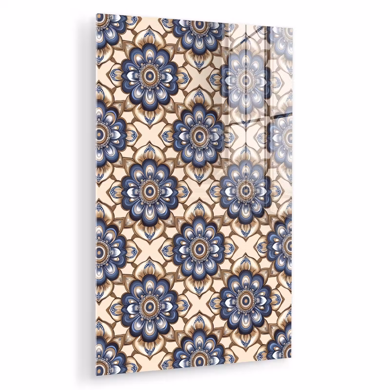 Glas schilderij - Floraal - Ornament - Blauw — 1