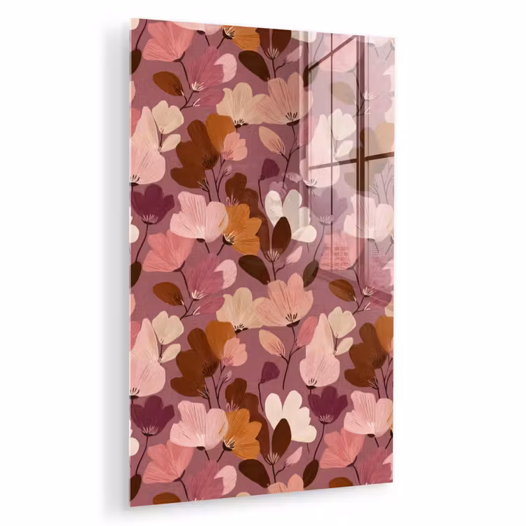 Glas schilderij - Bloem - Patroon - Roze — 1