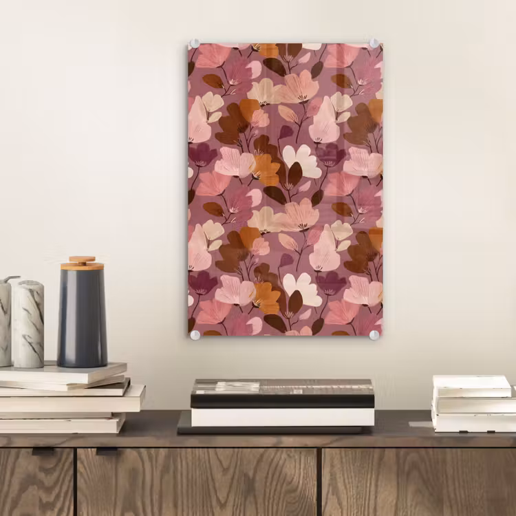 Glas schilderij - Bloem - Patroon - Roze — 2