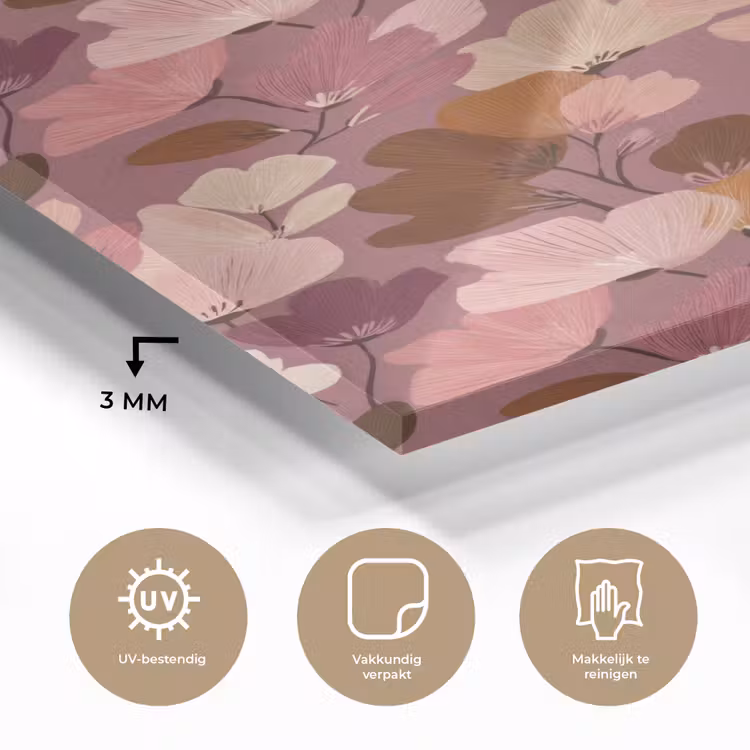 Glas schilderij - Bloem - Patroon - Roze — 3