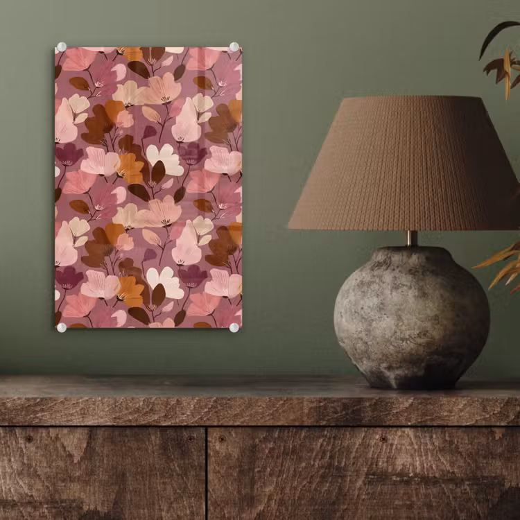 Glas schilderij - Bloem - Patroon - Roze — 4