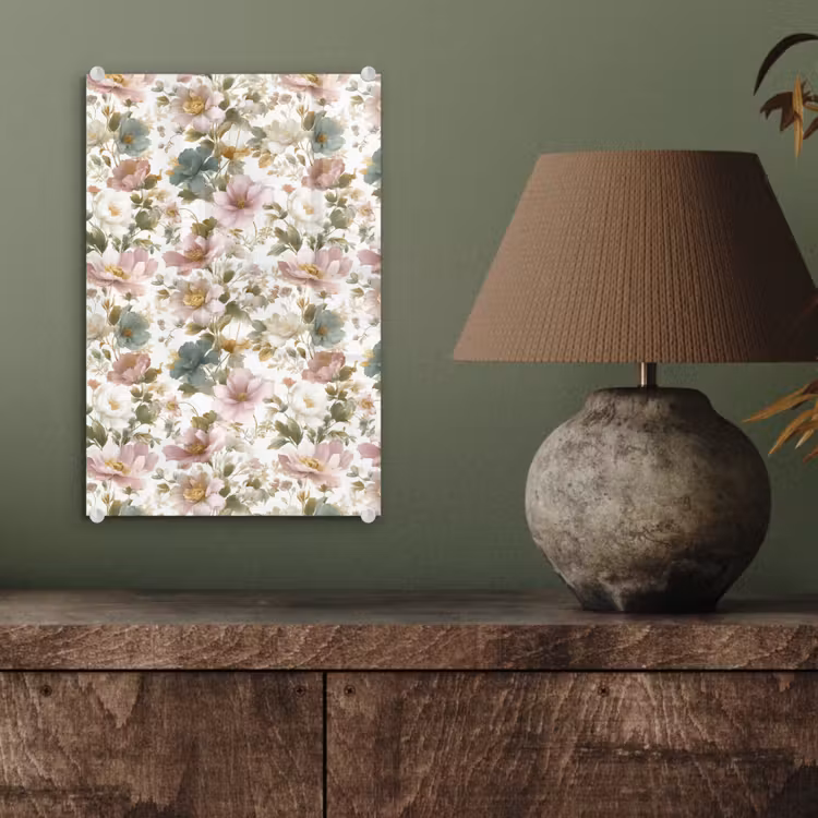 Glas schilderij - Bloemen - Patroon - Pastel — 4