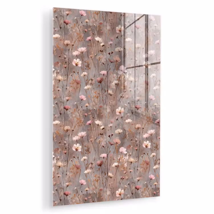 Glas schilderij - Bloemen - Wild - Pastel — 1