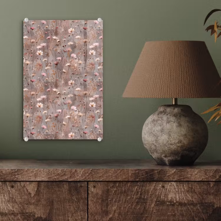 Glas schilderij - Bloemen - Wild - Pastel — 4