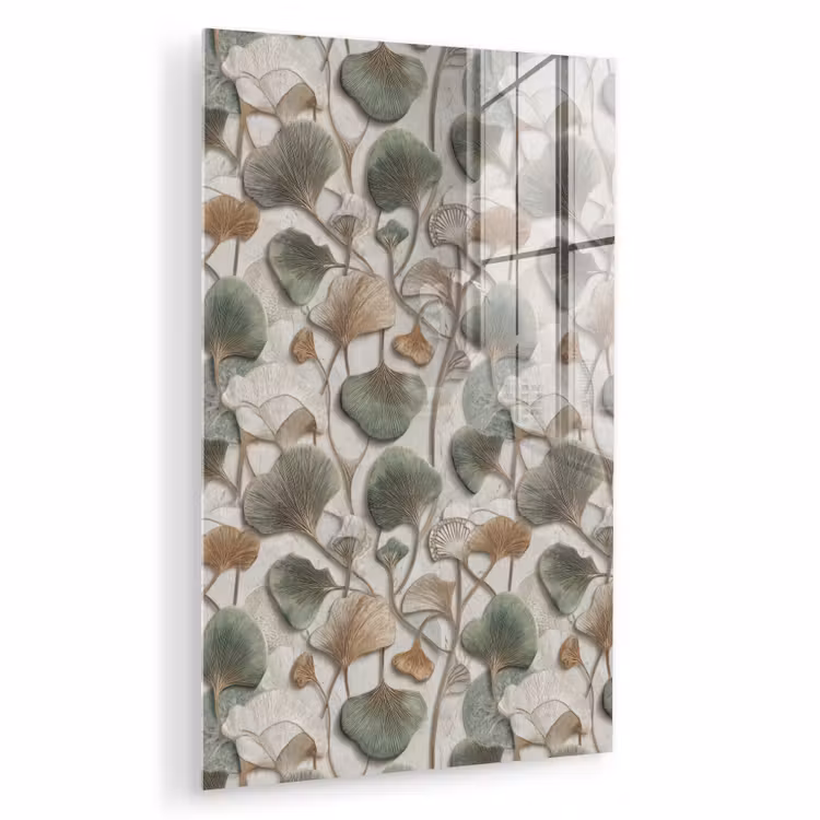 Glas schilderij - Elegant - Bladeren - Groen — 1