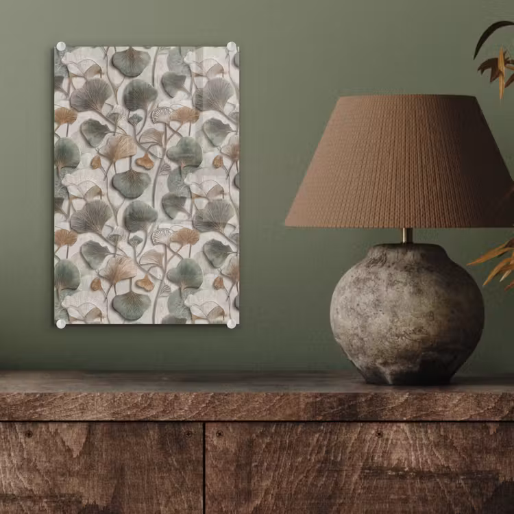 Glas schilderij - Elegant - Bladeren - Groen — 4