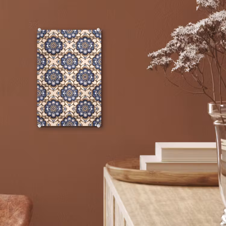 Glas schilderij - Floraal - Ornament - Blauw — 6